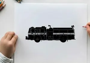 Silhouette of a fire truck vehicle emergency response