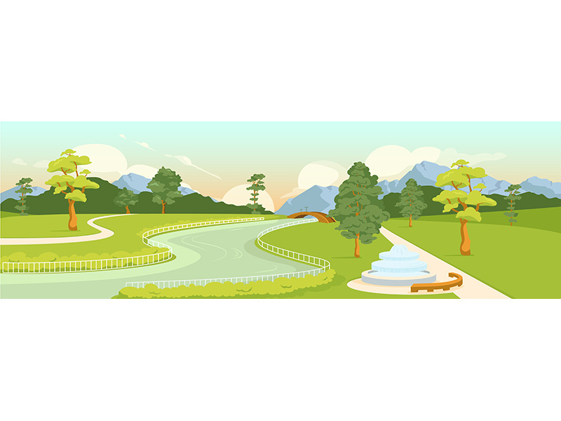 National park flat color vector illustration