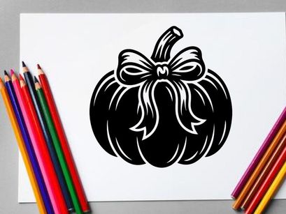 Stylized Halloween Pumpkin with Bow for Fall Decor and Celebrations