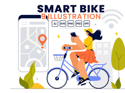 9 Smart Technology Bike Illustration