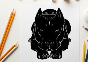 Silhouette of a cane corso dog in black and white