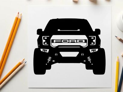 Silhouette of a ford truck facing forward