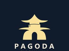 Pagoda culture logo vintage design illustration, temple heritage building vector