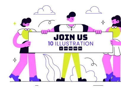 10 Join Us Vector Illustration