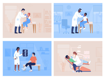 Visiting hospital for examination illustrations set preview picture