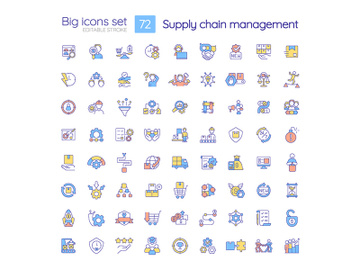 Supply chain management RGB color icons set preview picture