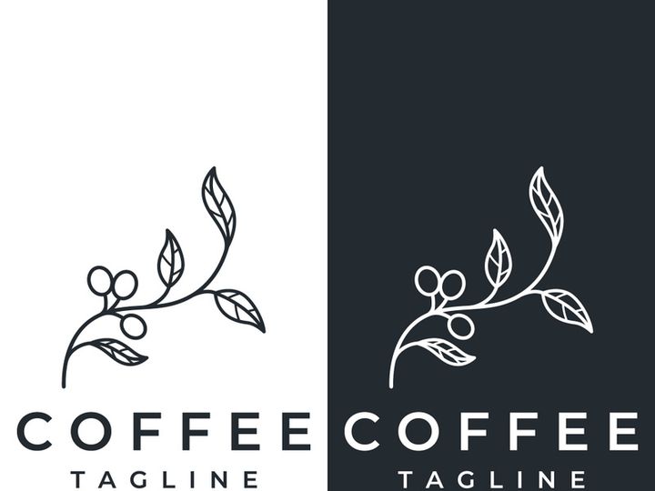 Coffee bean logo design with retro outline.