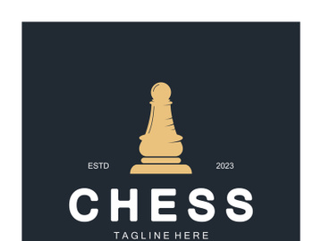 Chess strategy game logo with horse, king, pawn, minister and rook. Logo for chess tournament, chess team, chess championship, chess game application. preview picture