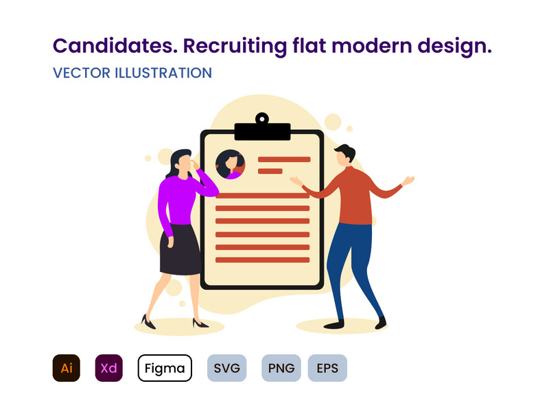 Recruiting. Candidates flat modern design.