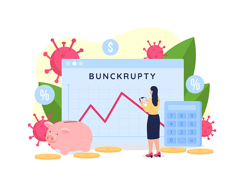 Bankruptcy analytics flat concept vector illustration