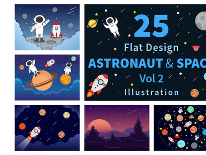 25 Astronaut and Space Background Illustration