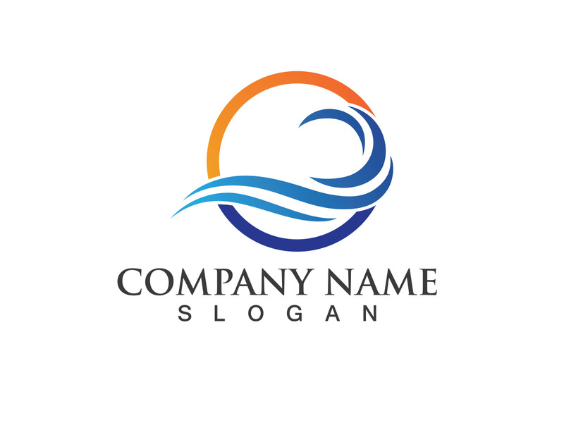 Blue water wave logo design template