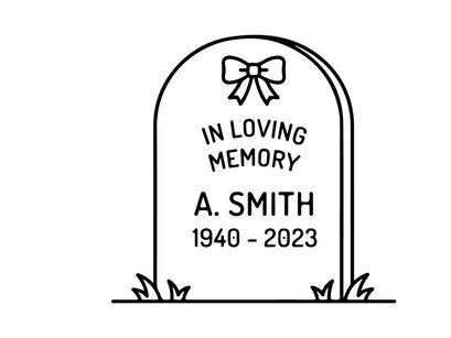 Memorial headstone with engraved epitaph for funeral tribute. Classic gravestone design honoring loved one with birth and death dates.