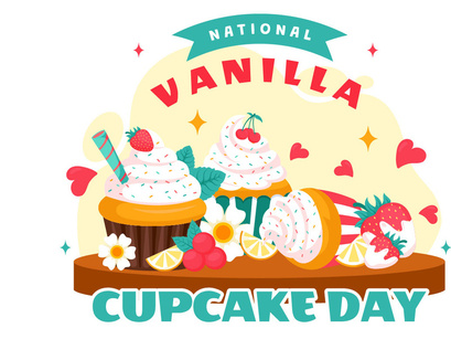 11 National Vanilla Cupcake Day Illustration