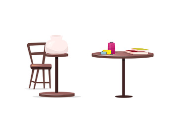 Tables for craft flat color vector objects set preview picture
