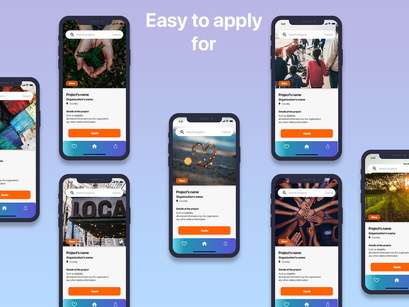 Volunteering applicaton - Projects/events creator mobile application UI kit