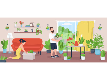 Home garden flat color vector illustration preview picture