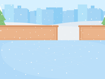 Empty ice rink flat color vector illustration preview picture