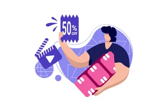 cashback coupon icon flat Illustration for 50% off get vouchers discounts