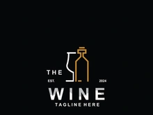 Wine drink Vintage logo label with glass or beer premium, bars, clubs, cafes company