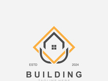 Building logo construction modern real estate symbol for architecture house and property design