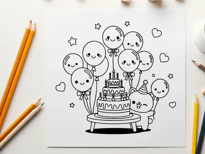 Cute cartoon kids celebrating birthday cake vector illustration