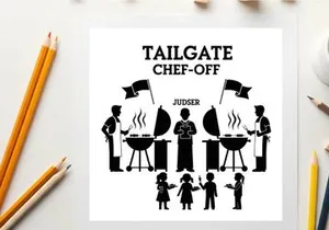 Tailgate chef off silhouette event illustration