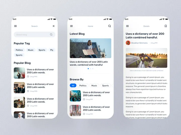 Blog News App UI Kit
