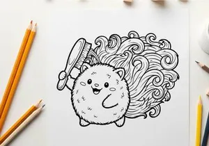Cute hedgehog with hairbrush vector illustration