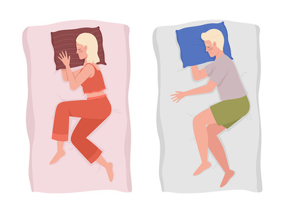 Comfortable sleeping positions illustration set