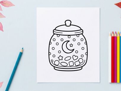 Pote de biscoitos Halloween fofo com lua e estrelas. Recipiente de doces cerâmico caprichoso para guloseimas e decoração de festas da estação assustadora.