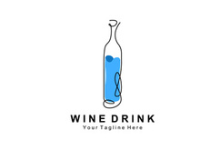 Beverage Wine Logo Design, Glass Illustration, Alcohol Drink Bottle, Company Product Vector
