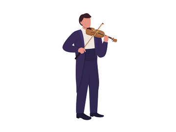 Man playing violin with bow semi flat color vector character preview picture