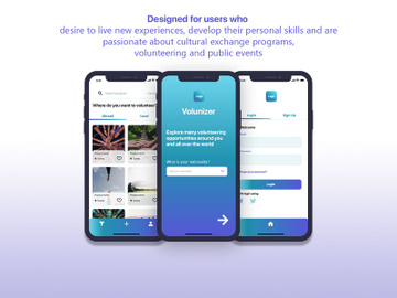 Volunteering applicaton - Projects/events creator mobile application UI kit preview picture