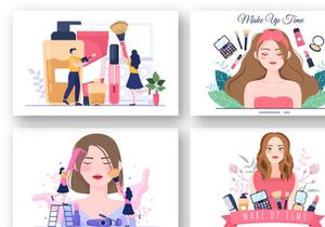 17 Make Up Cosmetics Collection Illustration