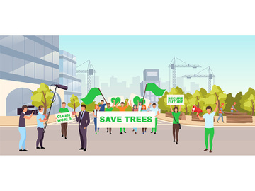 Save trees social protest flat illustration preview picture