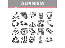 Alpinism Collection Elements Vector Icons Set