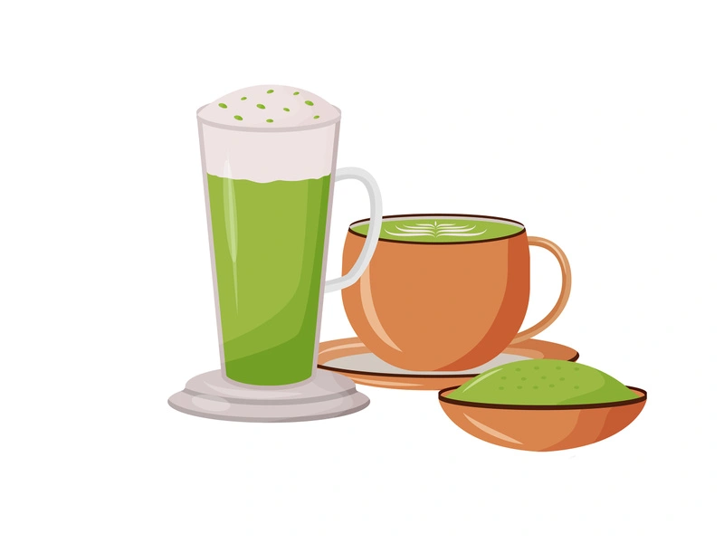 Matcha latte cartoon vector illustration