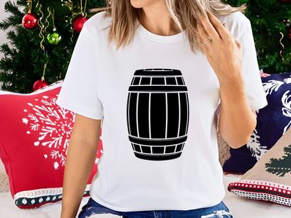 Wooden barrel vector illustration isolated black white line art