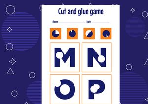 7 Pages Cut and glue game for kids with Alphabet. Cutting practice for preschoolers. Education paper game for children