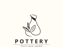 Pottery logo design handmade, creative traditional mug craft sign concept inspiration nature workshop