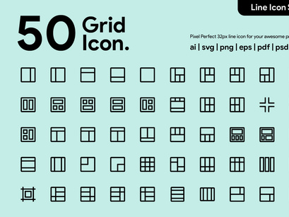 50 Grid Line Icon