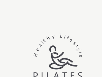 Abstract Pilates Logo, Yoga identity body balance vector monoline Design Template. wellness lifestyle preview picture