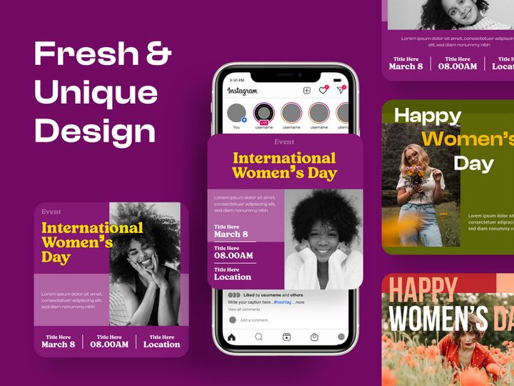 Social media of International Women post template