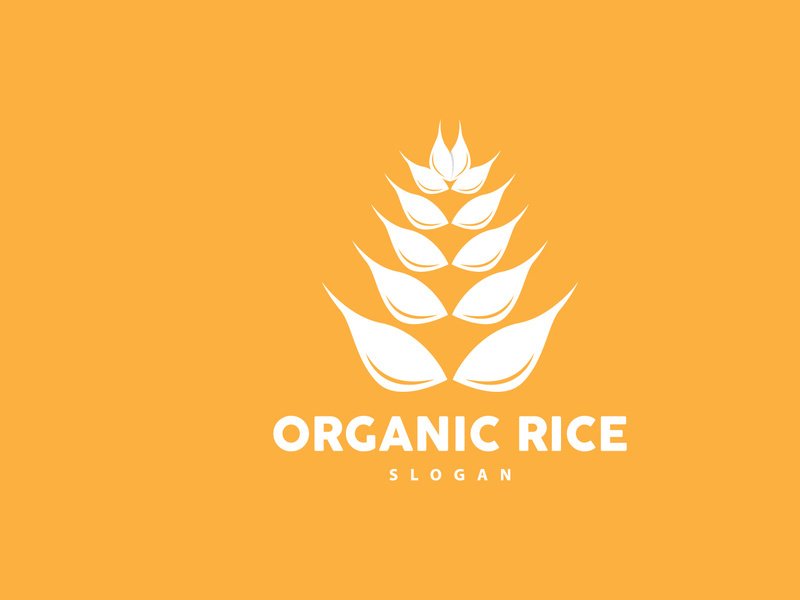 Wheat Grain Rice Logo, Simple Design Organic Vector Illustration