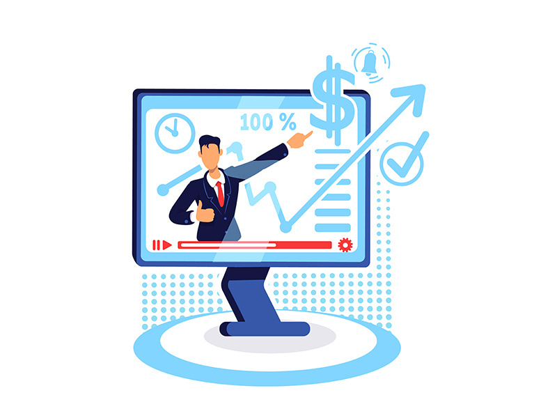 Online marketing tutorial flat concept vector illustration