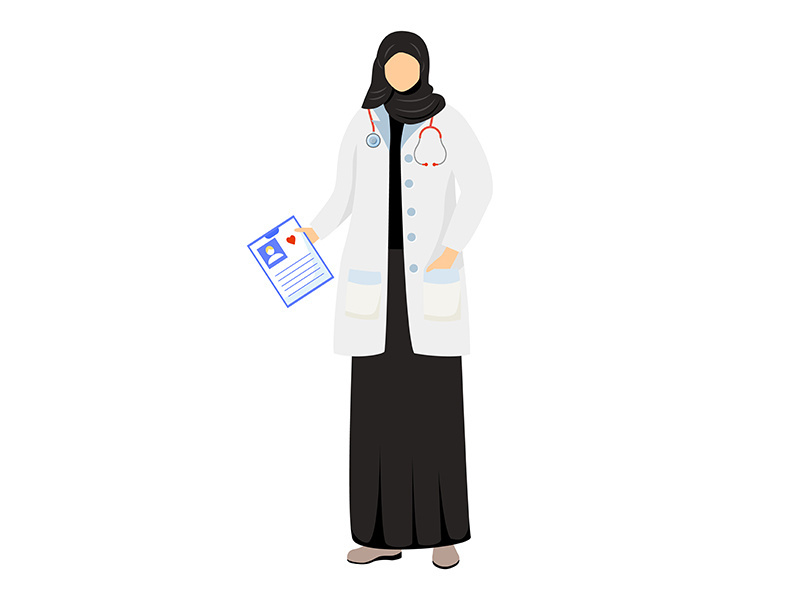 Arab female doctor flat vector illustration