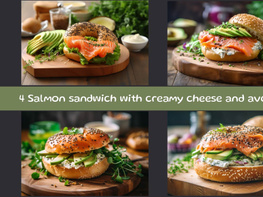 Salmon sandwich with creamy cheese and avocado preview picture