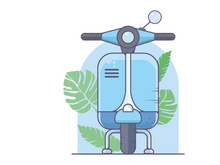 vintage moto scooter. Isolated Vector illustration