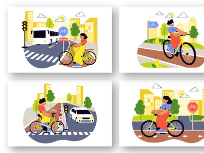 10 Urban Cycling Illustration